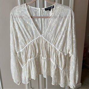Anthropologie Central Park West Ruffle Lace Paisley Blouse Size S